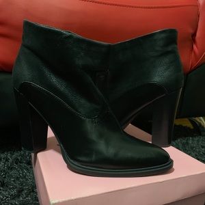 Black chunky heeled booties